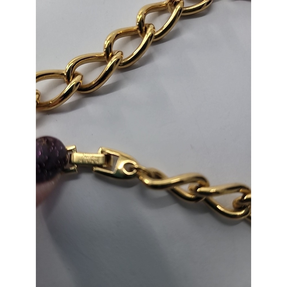 Vintage Napier Gold Tone Red Enamel Chunky Link Statement Necklace Jewelry - Picture 13 of 15